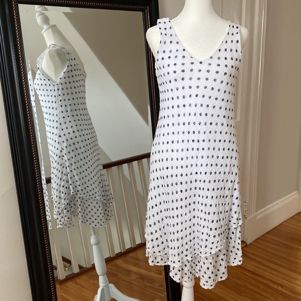Charlie B Cotton Gauze polkadot bohemian raw hem dress - Size Medium